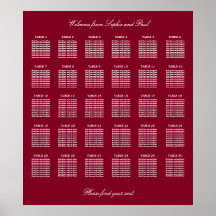 Cartaz de Assentos de Casamento de Mesa Burgundy 3
