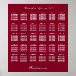 Poster Cartaz de Assentos de Casamento de Mesa Burgundy 3