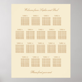 Poster Cartaz de Assentos de Casamento de Mesa Cream Beig