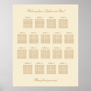 Poster Cartaz de Assentos de Casamento de Mesa Cream Beig