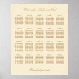 Poster Cartaz de Assentos de Casamento de Mesa Cream Beig