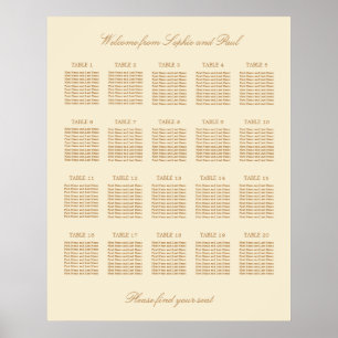 Poster Cartaz de Assentos de Casamento de Mesa Cream Beig