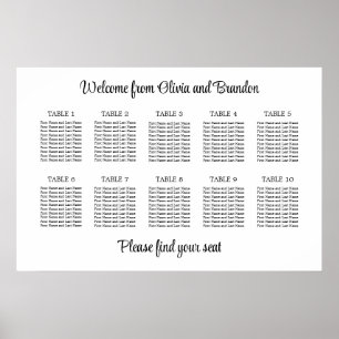 Poster Cartaz de Assentos de Casamento de Mesa Estiloso 1