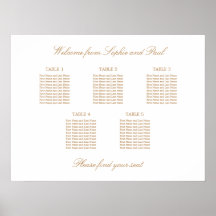 Cartaz de Assentos de Casamento de Mesa Golden Bei