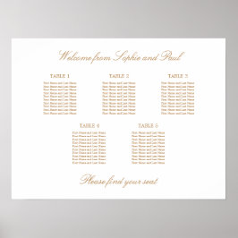 Poster Cartaz de Assentos de Casamento de Mesa Golden Bei