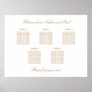 Poster Cartaz de Assentos de Casamento de Mesa Golden Bei