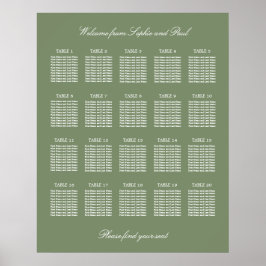 Poster Cartaz de Assentos de Casamento de Mesa Sage Verde