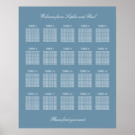 Poster Cartaz de Assentos de Casamento em Mesa 20 Azul Em
