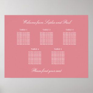 Poster Cartaz de Assentos de Casamento em Mesa Blush Pink