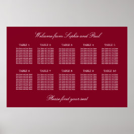 Poster Cartaz de Assentos de Casamento em Mesa Burgundy 1