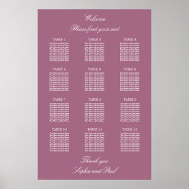 Poster Cartaz de Assentos de Casamento em Mesa Mauve 12