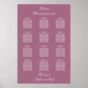 Poster Cartaz de Assentos de Casamento em Mesa Mauve 12