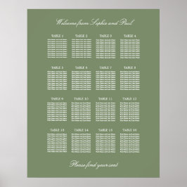 Poster Cartaz de Assentos de Casamento em Mesa Sage Verde