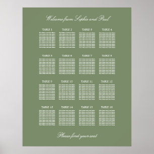 Poster Cartaz de Assentos de Casamento em Mesa Sage Verde