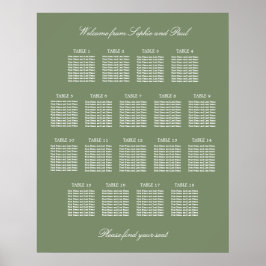 Poster Cartaz de Assentos de Casamento em Mesa Sage Verde