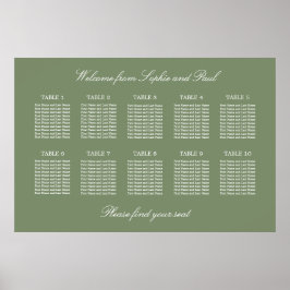 Poster Cartaz de Assentos de Casamento em Mesa Sage Verde