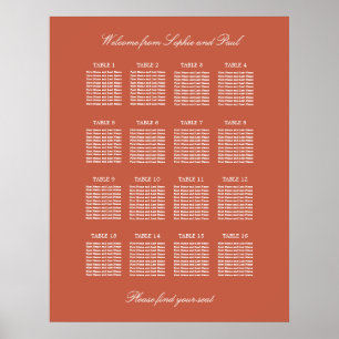 Poster Cartaz de Assentos de Casamento em Mesa Terracota
