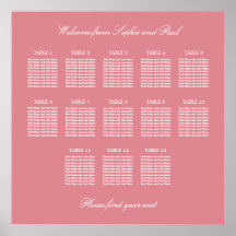 Cartaz de Assentos de Casamento na Mesa Blush Pink
