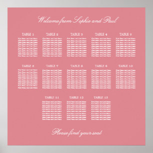Poster Cartaz de Assentos de Casamento na Mesa Blush Pink