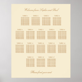 Poster Cartaz de Assentos de Casamento na Mesa Cream Beig