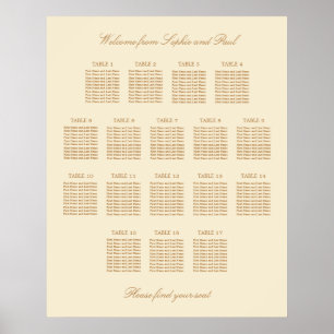 Poster Cartaz de Assentos de Casamento na Mesa Cream Beig