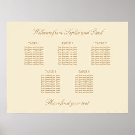Poster Cartaz de Assentos de Casamento na Mesa Cream Beig