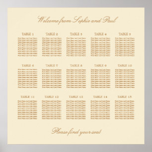 Poster Cartaz de Assentos de Casamento na Mesa Cream Beig