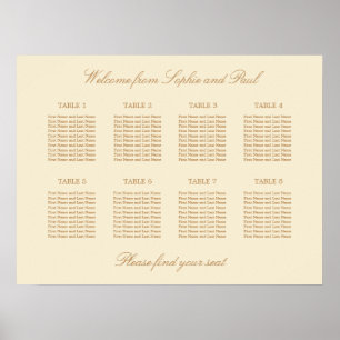 Poster Cartaz de Assentos de Casamento na Mesa Cream Beig