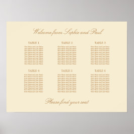 Poster Cartaz de Assentos de Casamento na Mesa Cream Beig