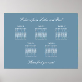 Poster Cartaz de Assentos de Casamento na Mesa Dusty Blue