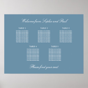 Poster Cartaz de Assentos de Casamento na Mesa Dusty Blue