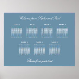 Poster Cartaz de Assentos de Casamento na Mesa Dusty Blue