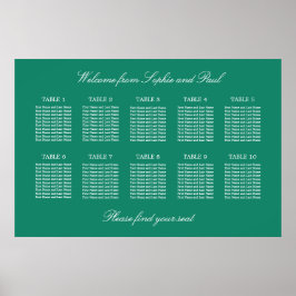 Poster Cartaz de Assentos de Casamento na Mesa Emerald 10