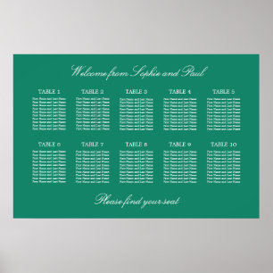 Poster Cartaz de Assentos de Casamento na Mesa Emerald 10