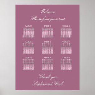 Poster Cartaz de Assentos de Casamento na Mesa Mauve 9