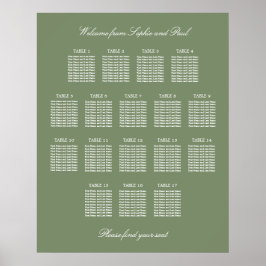 Poster Cartaz de Assentos de Casamento na Mesa Sage Verde