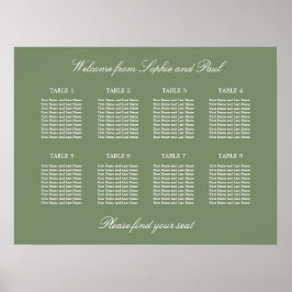 Poster Cartaz de Assentos de Casamento na Mesa Sage Verde