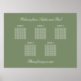 Poster Cartaz de Assentos de Casamento na Mesa Sage Verde