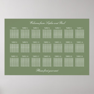 Poster Cartaz de Assentos de Casamento na Mesa Sage Verde
