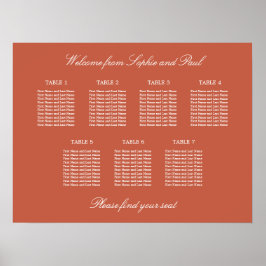 Poster Cartaz de Assentos de Casamento na Mesa Terracotta