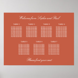 Poster Cartaz de Assentos de Casamento na Mesa Terracotta