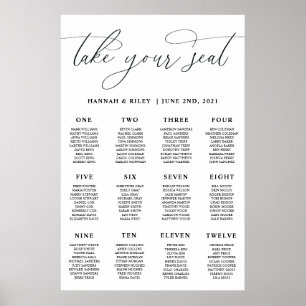Poster Cartaz de Assentos de Casamento Tome Seu Assento