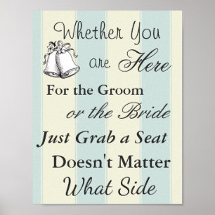 Pôster Cartaz de Assentos Elegantes Casamento Bege e Azul