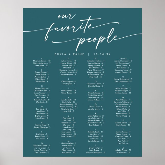 Poster Cartaz de Assentos Imprimível Azul Turquesa Boho C (Frente)