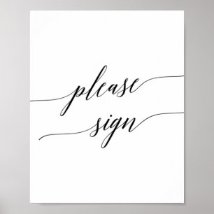 Poster Cartaz de assinatura com caligrafia preta elegante