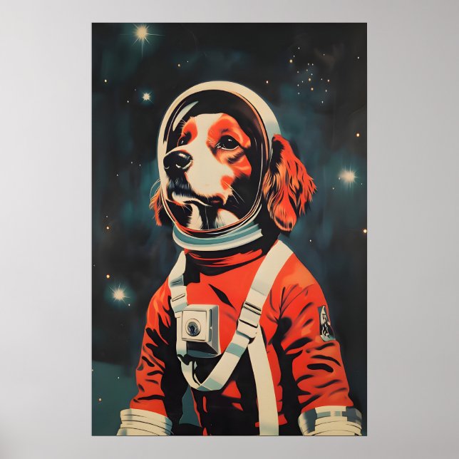 Poster Cartaz de Astronauta Cavalier King Charles Spaniel (Frente)