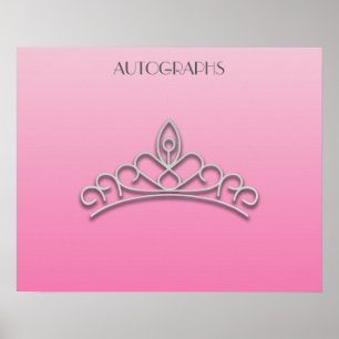 Pôster Cartaz de Autógrafo de Tiara de Concurso Rosa e Pr