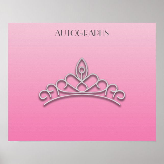 Pôster Cartaz de Autógrafo de Tiara de Concurso Rosa e Pr (Frente)