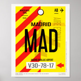 Poster Cartaz de Bagagem do Aeroporto de Madrid