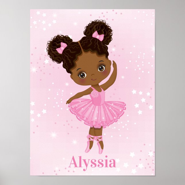 Poster Cartaz de Bailarina Afro-Americana Fofa (Frente)